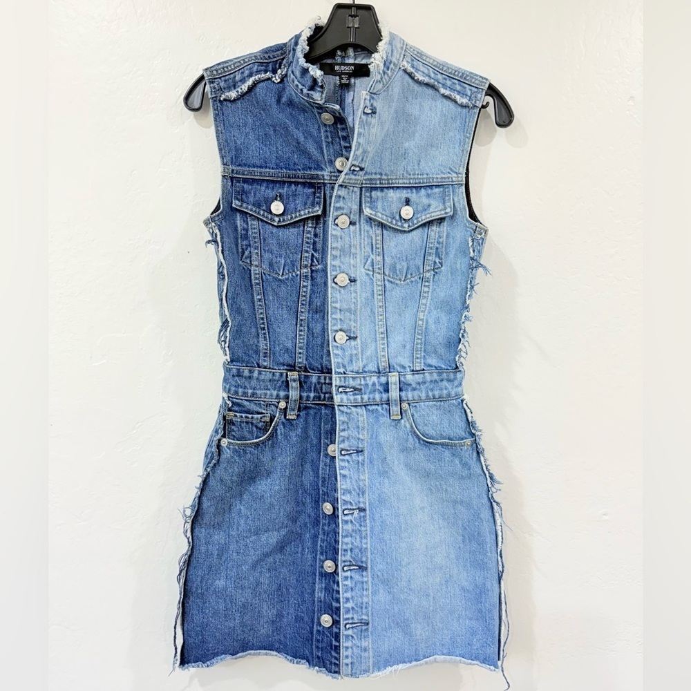 Hudson Women's DIY-Pieced Dress 2 Toned Denim Dress Size XS - Picture 2 of 7